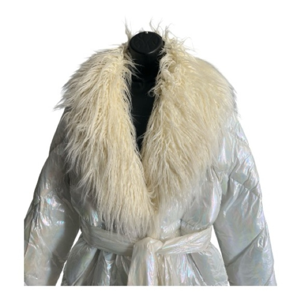 Iridescent White Fur Collar Jacket - Picture 8 of 8